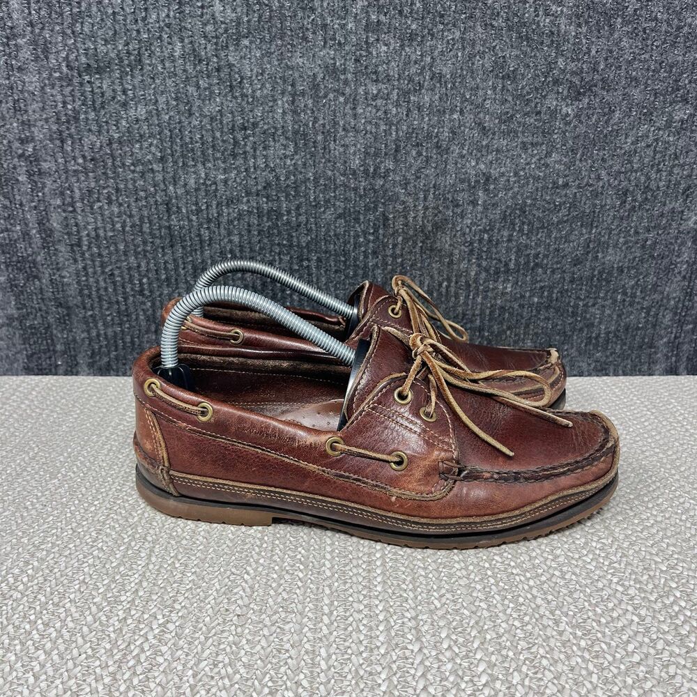 Vintage Gokey Handmade Leather Boat Shoes Brown Vibram Deck Loafer Mens 9 US